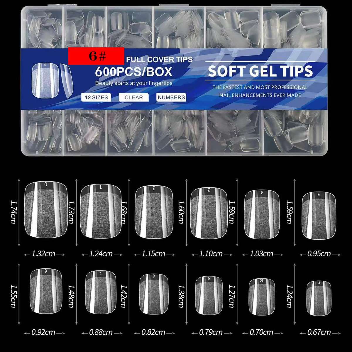 Square - Extra Short - Full Cover - Soft Gel Nail Tips - 600pcs - Clear