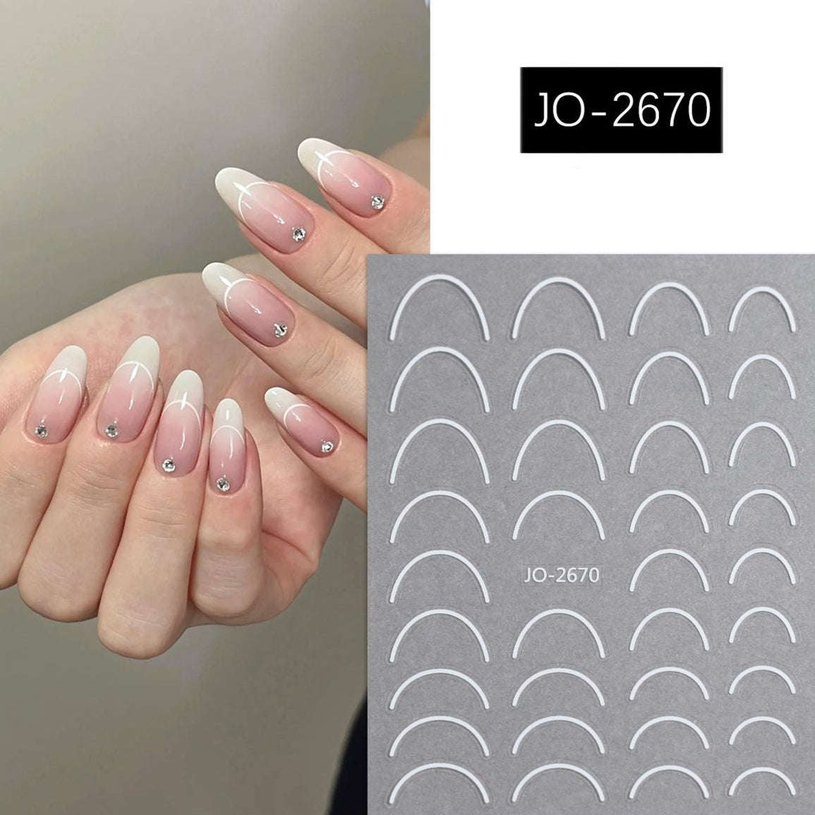Nail Sticker - JO-2670 - French Line - White