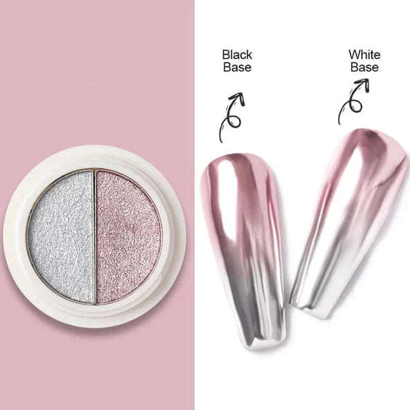 Solid Chrome Powder - Dual - Silver & Light Pink - #7
