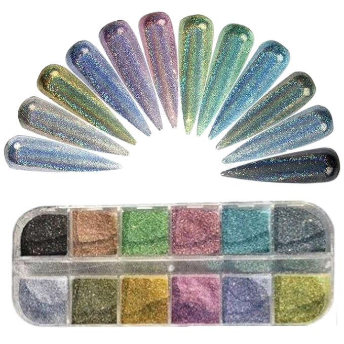 Holographic Laser Powder Glitter - 12 Colours