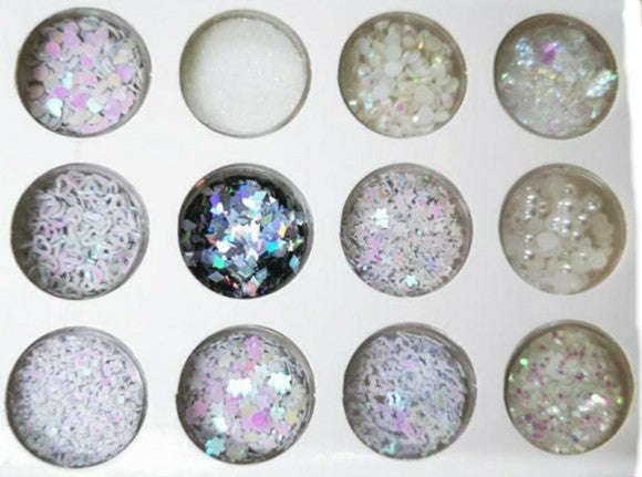Nail Decoration - White Series 12pcs