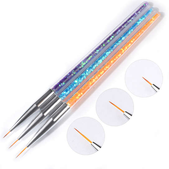 Drawing / Striping Brush - Glitter Stems - 3pcs