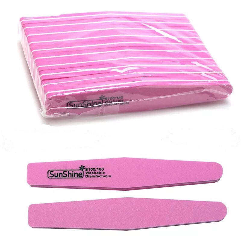 File (Buffer) - Sponge - Nail Sun Shine 100/180 - Pink - 100/180 - 10psc