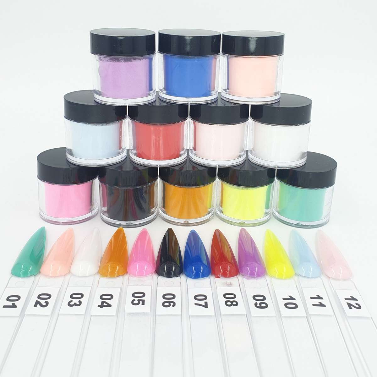 Acrylic Colour Powder - Mix Colours - 12 x 10ml