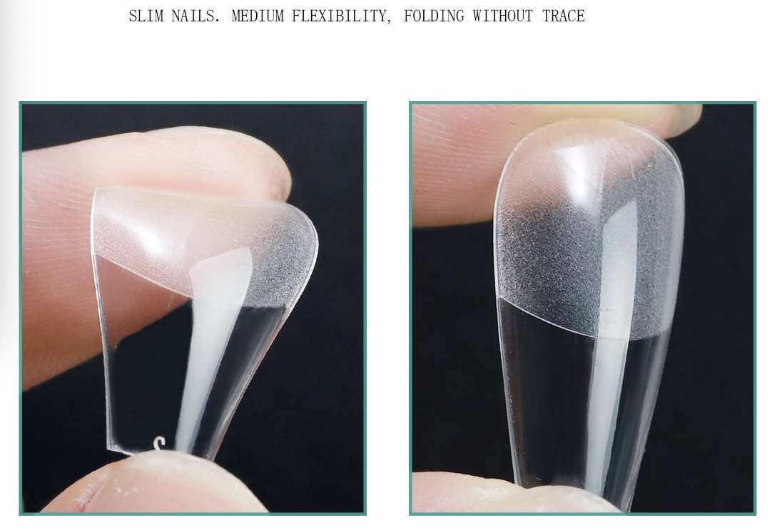 Coffin - Sort Full Cover Soft Gel Nail Tips - 550pcs - Clear - Box