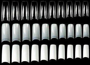 Full / Squoval - French - Nail Tips - 100pcs - Box - Natural
