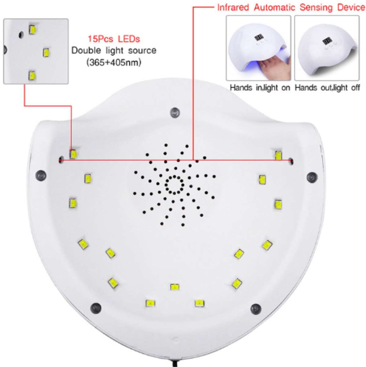 UV LED Light Nail Lamp - USB plug - 36W