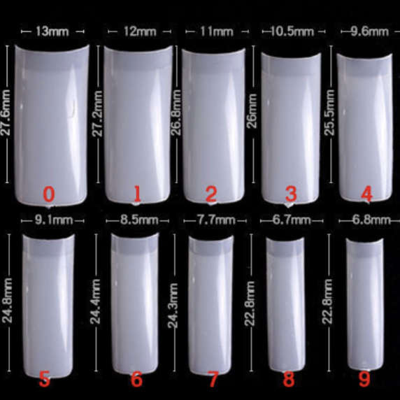 Full / Squoval - French - Nail Tips - 500pcs - Box - White