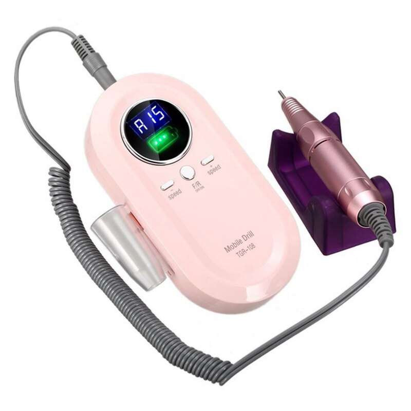 30000rpm Electric Nail File/Drill Machine (TGR-108) - Rechargeable / Cordless / Portable - Pink