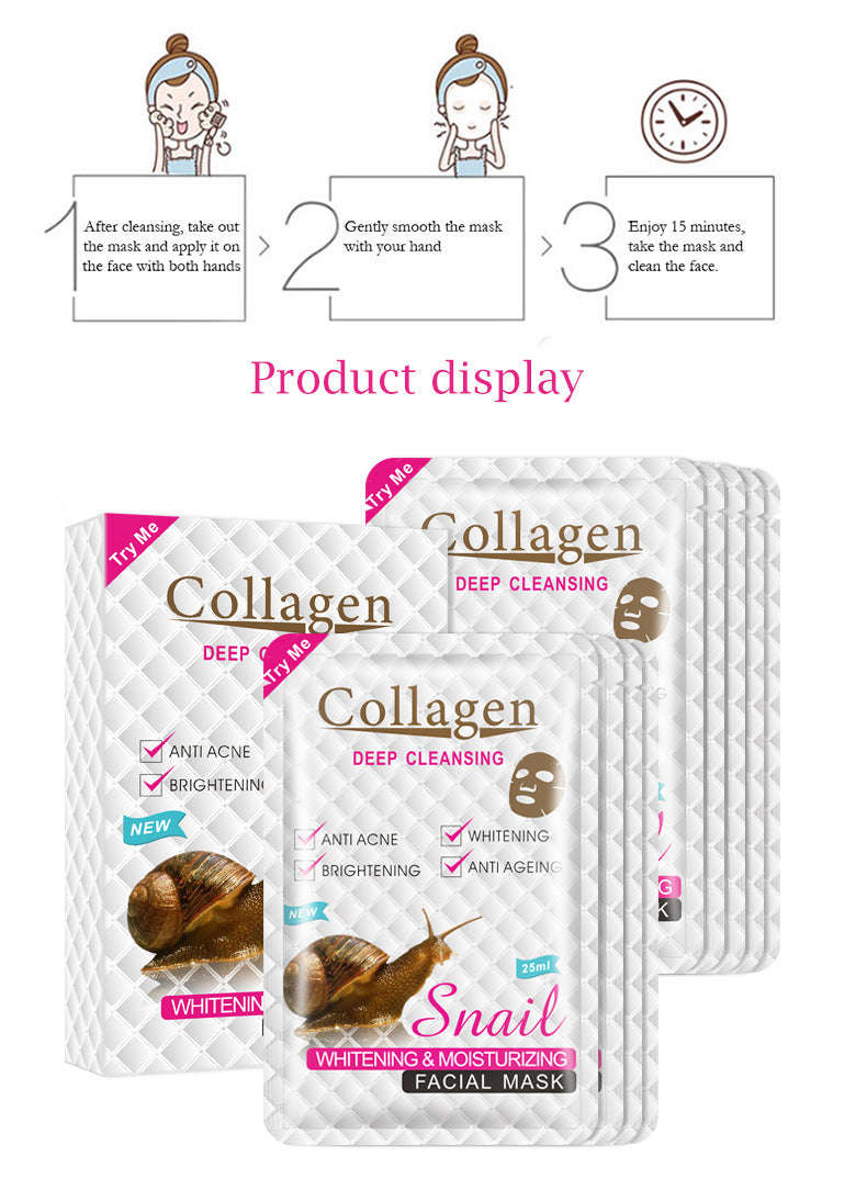 Collagen - Deep Cleansing - Snail Collagen Facial Mask - 24ml x 10