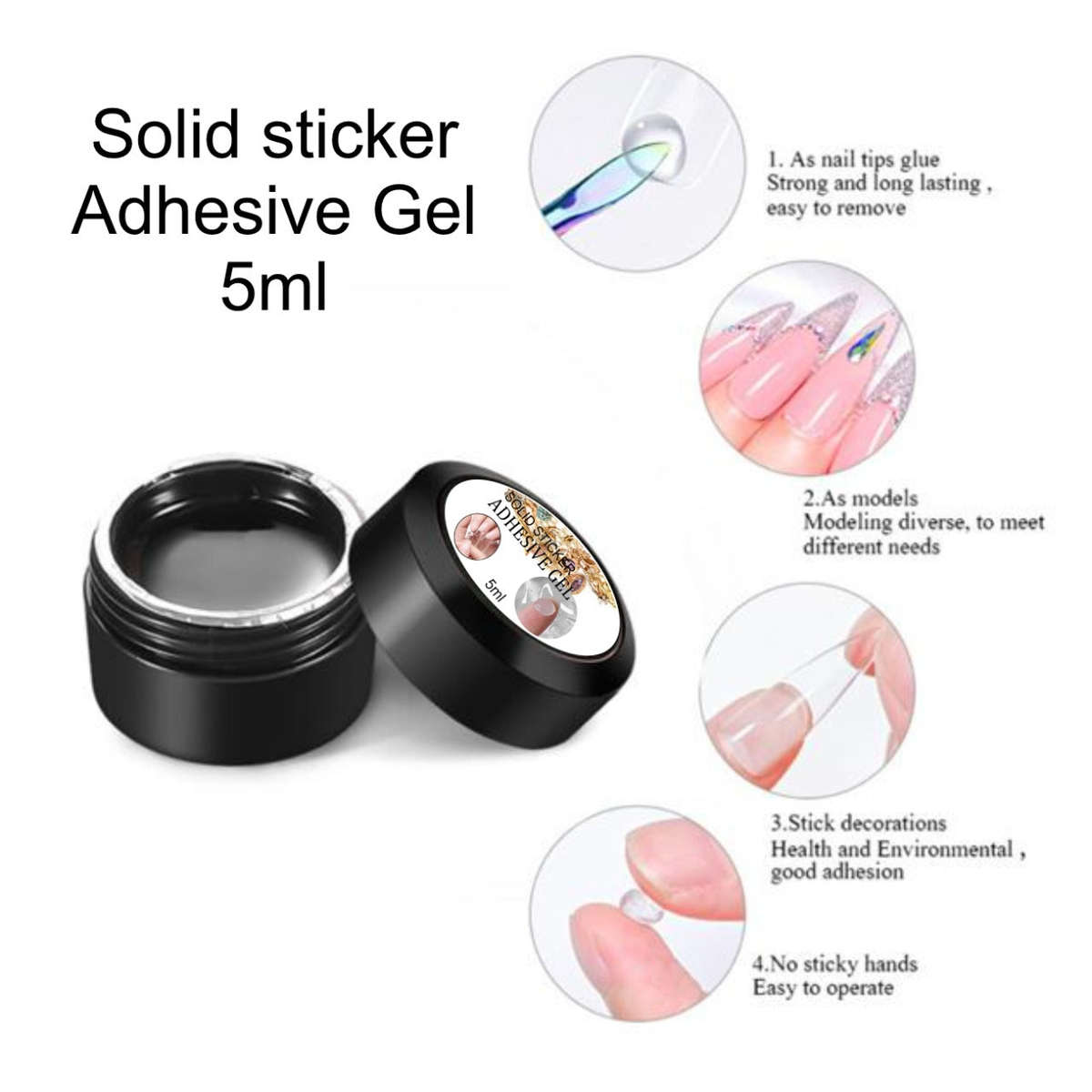 Solid Adhesive Gel - Press-On Nail UV Gel - 5ml