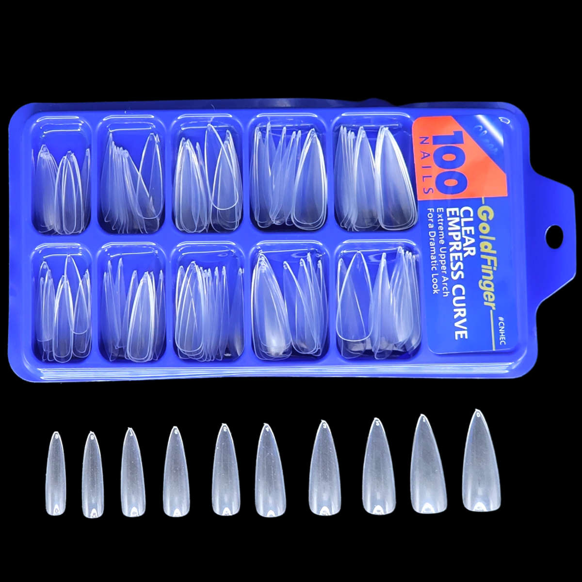 Stiletto - Long Full Cover Nail Tips - Clear - 100pcs