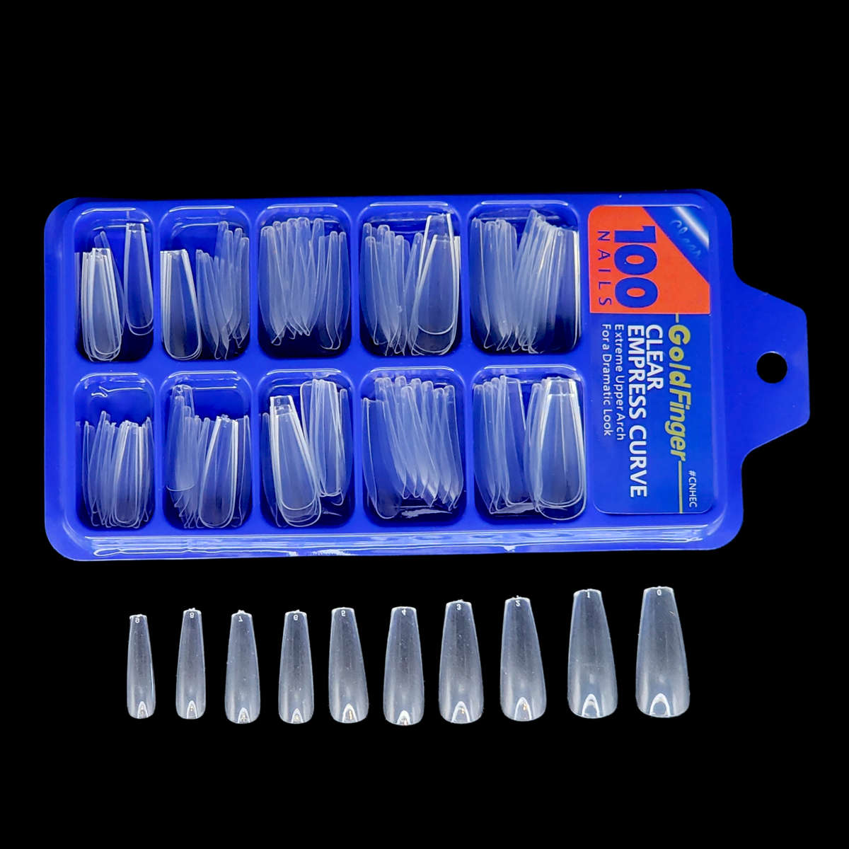 Coffin - Long Full Cover Nail Tips - Clear - 100pcs