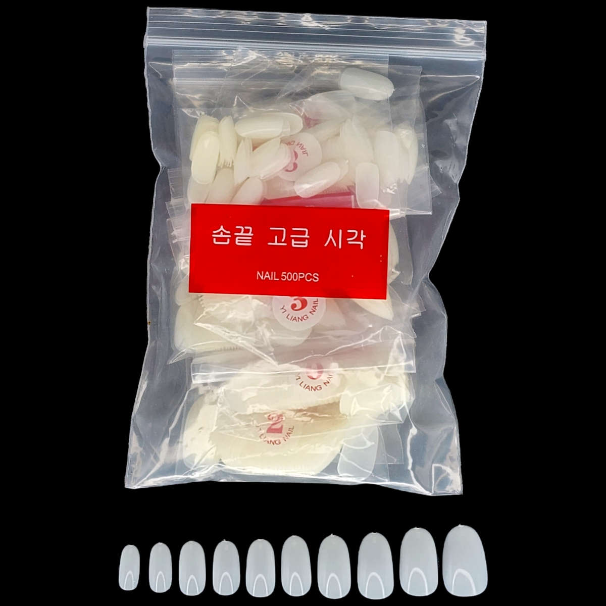 Round - Short Full Cover Nail Tips - 500pcs - Bag - Natural