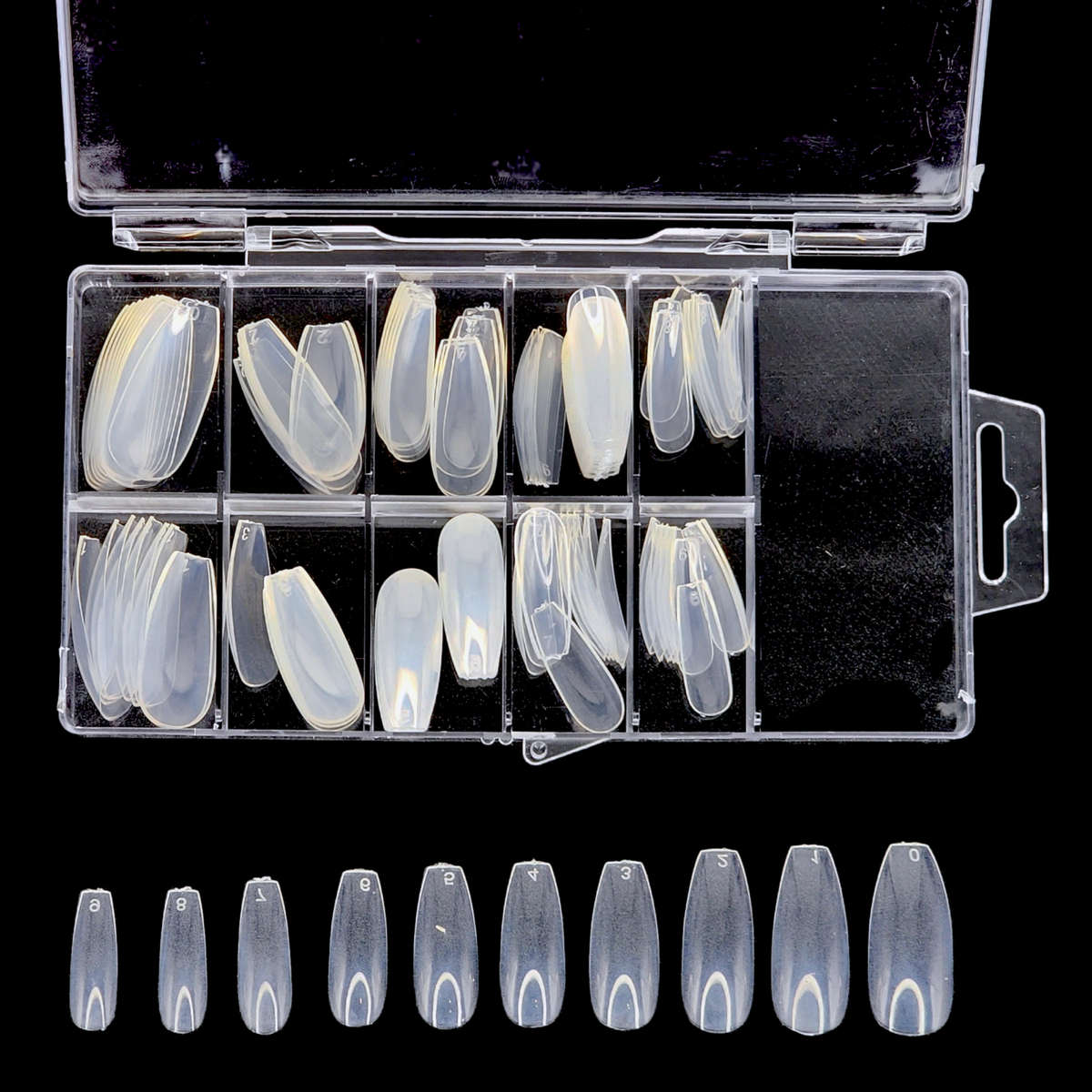 Coffin - Full Cover Nail Tips - 100pcs - Box - Clear