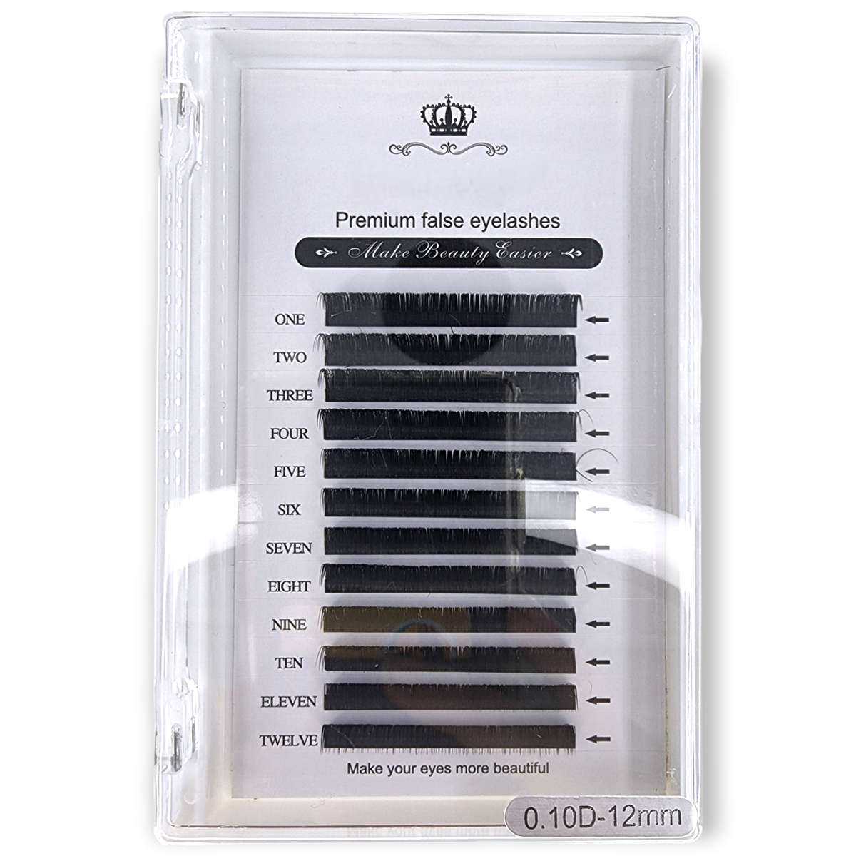 Premium False Eyelashes - Individual - 0.10 D -12mm