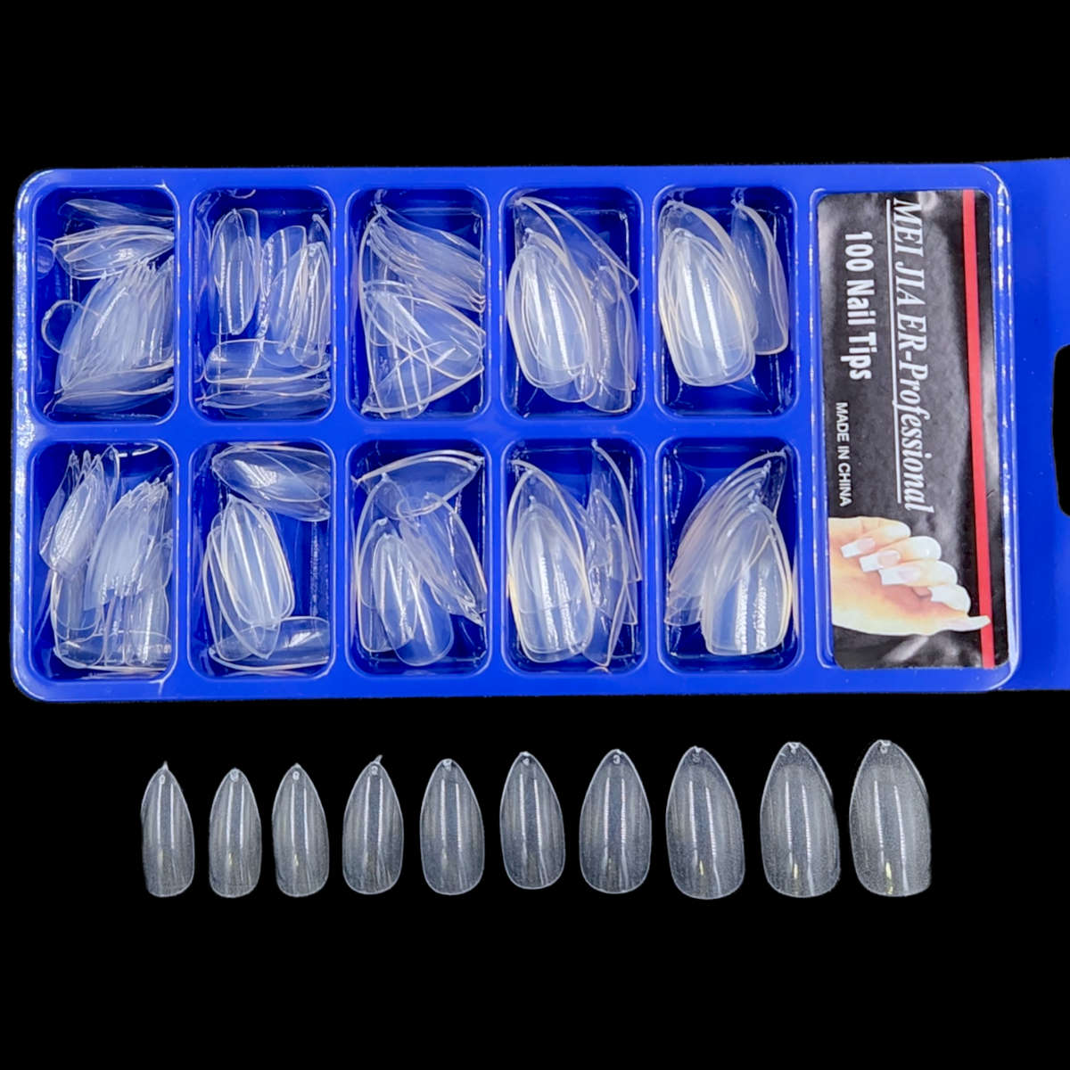 Almond - Short Full Cover Nail Tips - 100pcs - Clear
