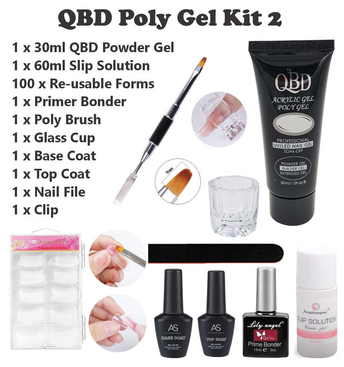 QBD Poly Gel Kit 2 - 3 - Light Pink Clear