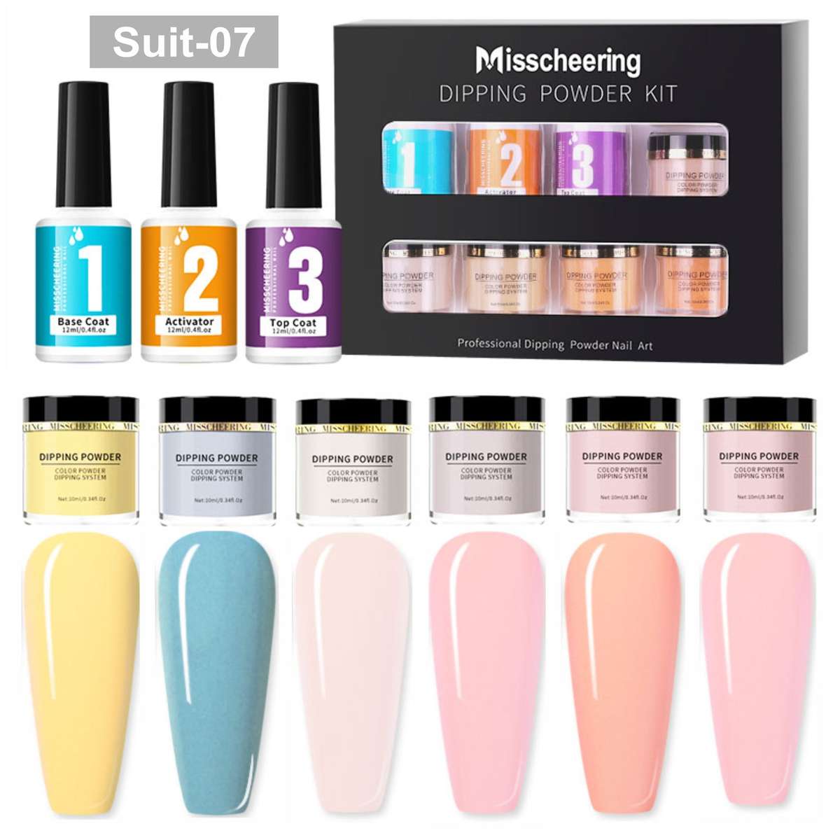 Misscheering Dipping Powder Kit - Suit 7 - 12pcs