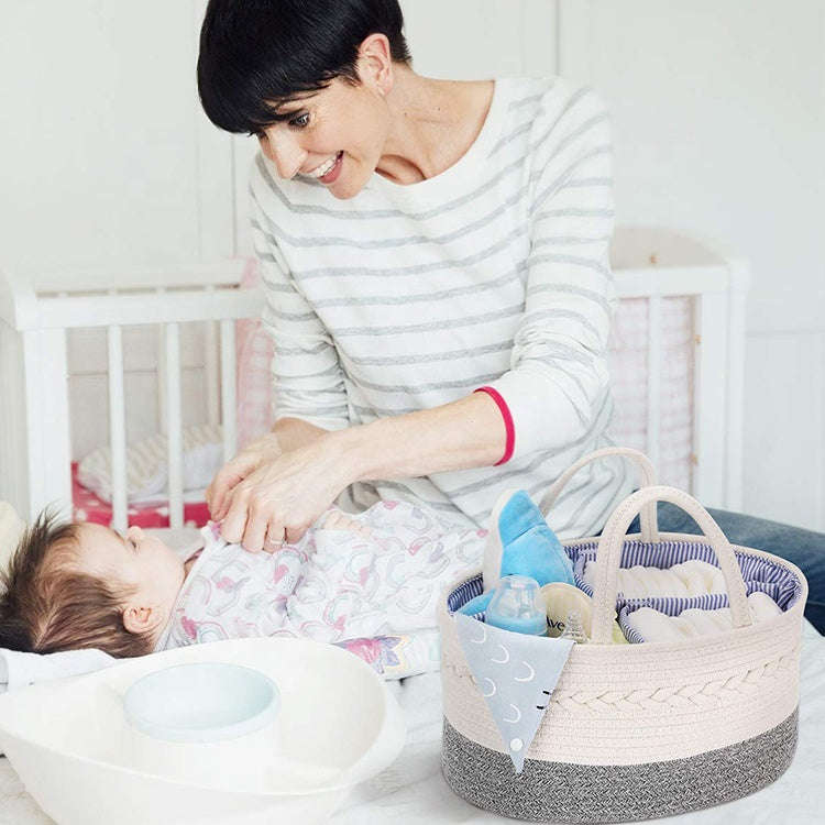 Luxury Baby Portable Large Diaper Caddy Organizer Nursery Storage Bin - Plain White