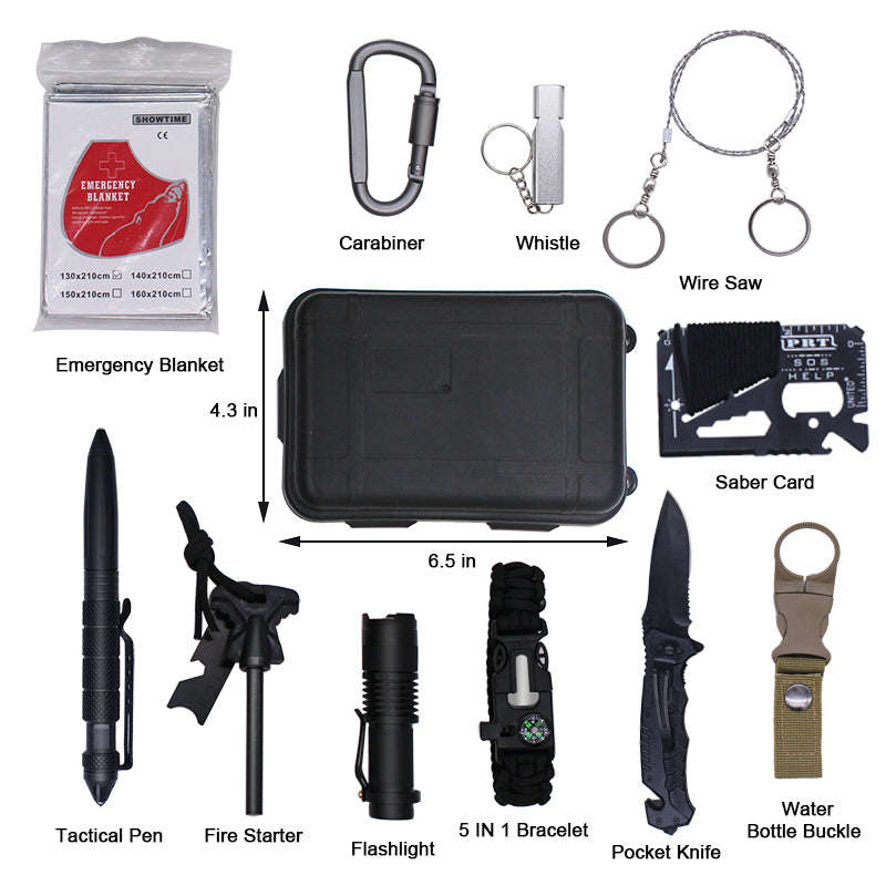 12 in 1 Survival Gear Tool Emergency Tactical Camping Set with Carabiner