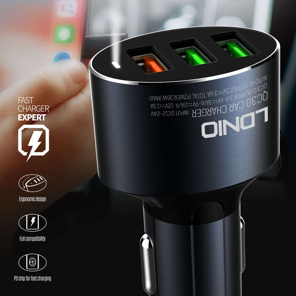 Aluminum Alloy  Port USB Quick  3.0 Car Charger