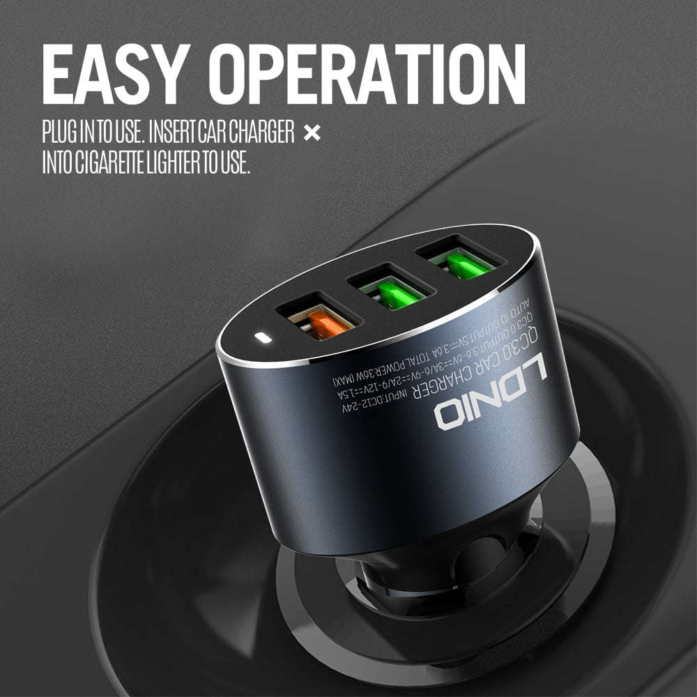 Aluminum Alloy  Port USB Quick  3.0 Car Charger
