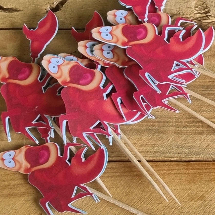 SEBASTIAN CRAB ARIEL CUPCAKE MINI TOPPERS |Personalized Party Decor South Africa