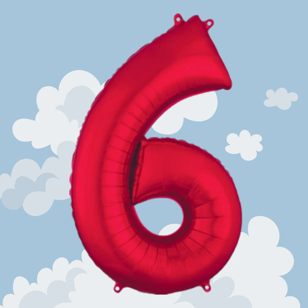 FOIL BALLOON  LARGE RED SIX 6