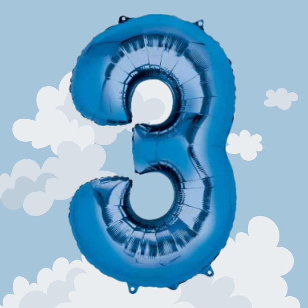 FOIL BALLOON  LARGE BLUE THREE 3