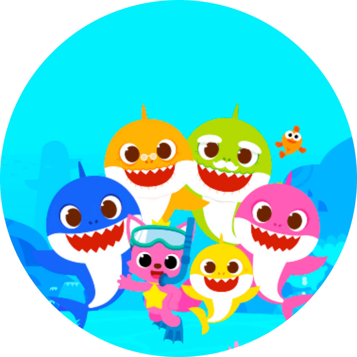 BABY SHARK PARTY DECOR Round Backdrop Balloon Garland and Plinth