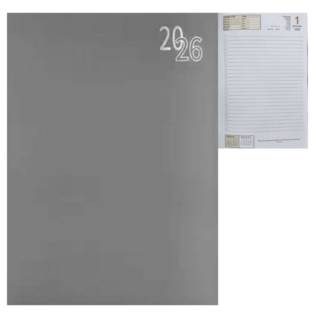 Page A Day Diary 2026 A5/A4 - Charcoal