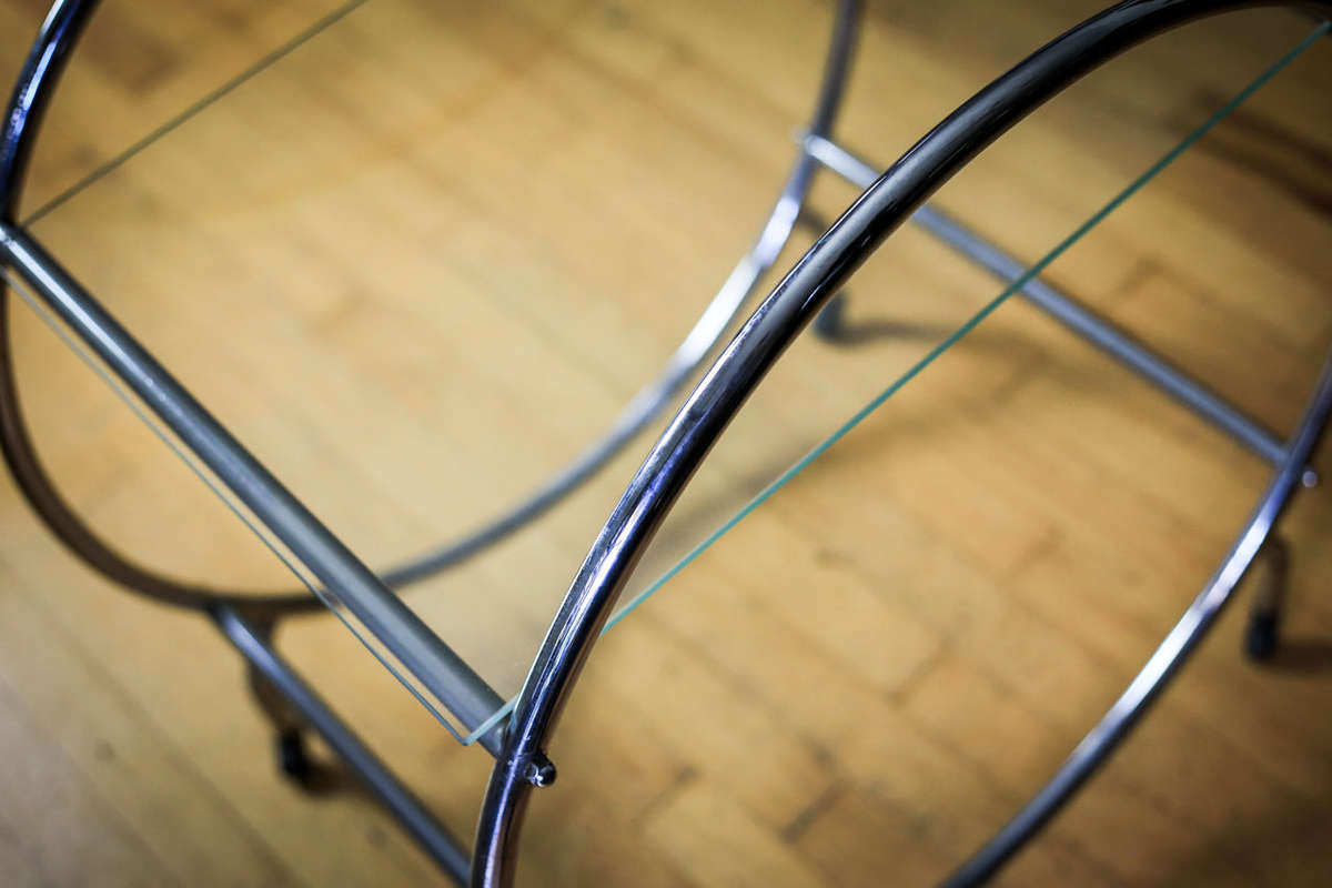 Art Deco Chrome and Glass Bar Cart