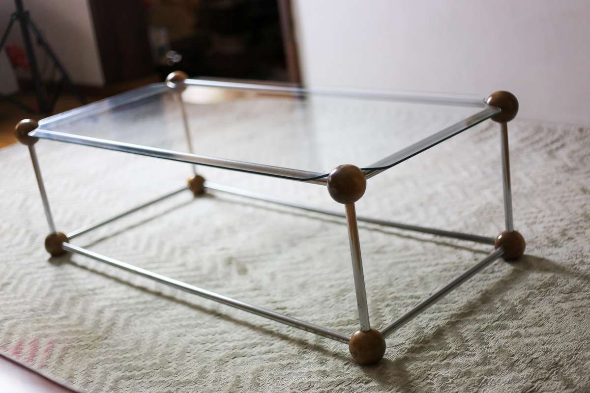 1970's Chrome and Glass Coffee Table