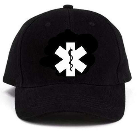 6 Panel Alloy Cap with Embroidered Star of Life - Black