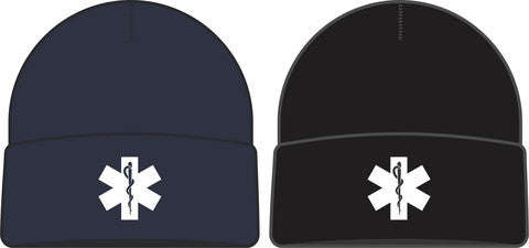 Knitted Beanie with Star of Life - Black