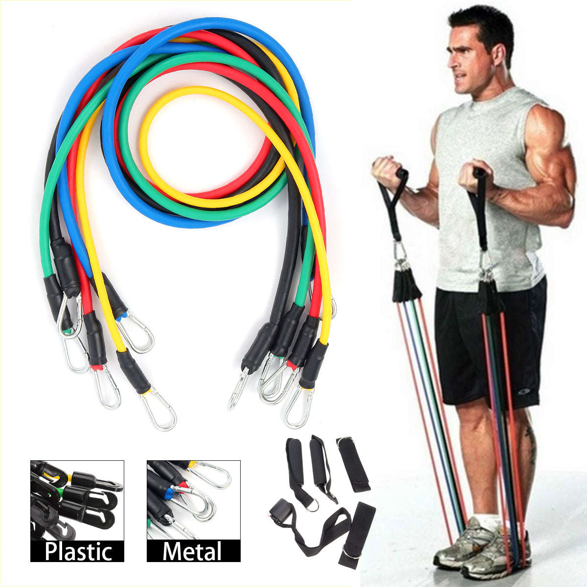 11 Pcs Fitness Resistance Bands - Metal