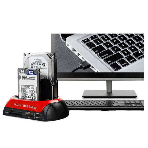 All-in-1 Dual Hard Drive HDD Docking Station with One Touch Backup for 2.5"/3.5" SATA IDE