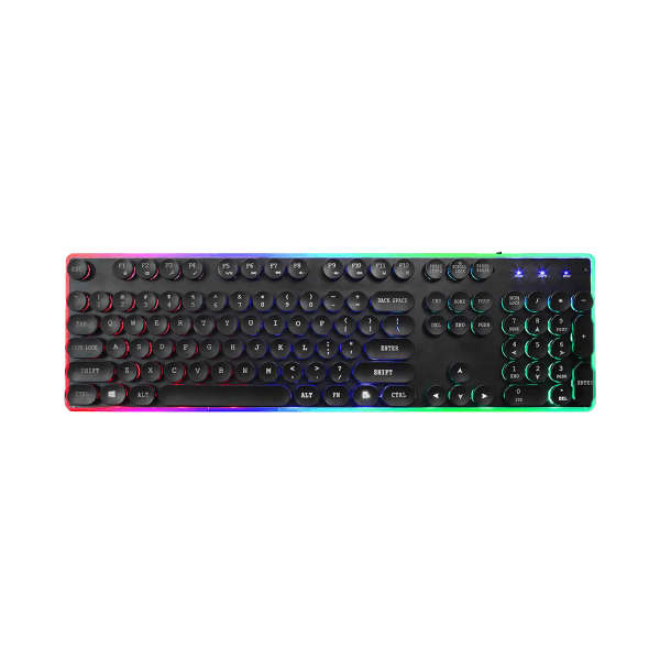 Colorful Backlight Floating Button Retro Gaming USB Keyboard