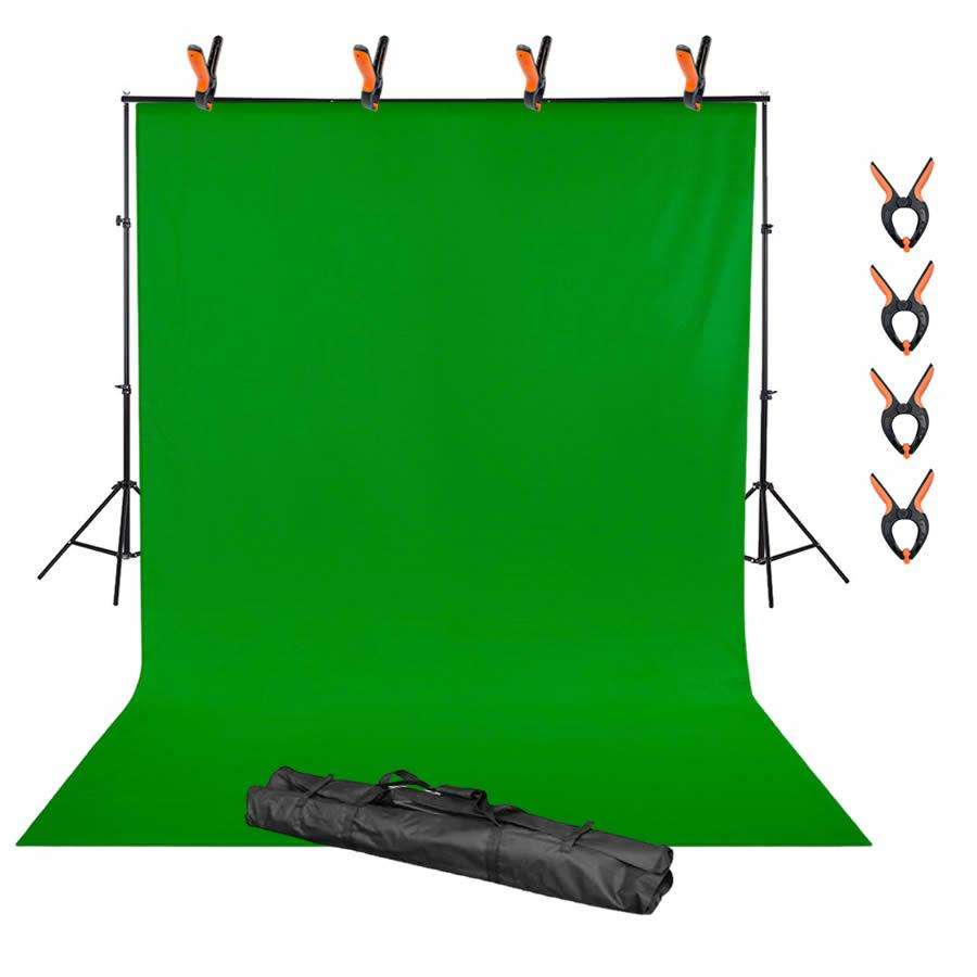 6M X 3M Photography Green Backdrop Screen And  2.6M X 3M Support Stand - Green