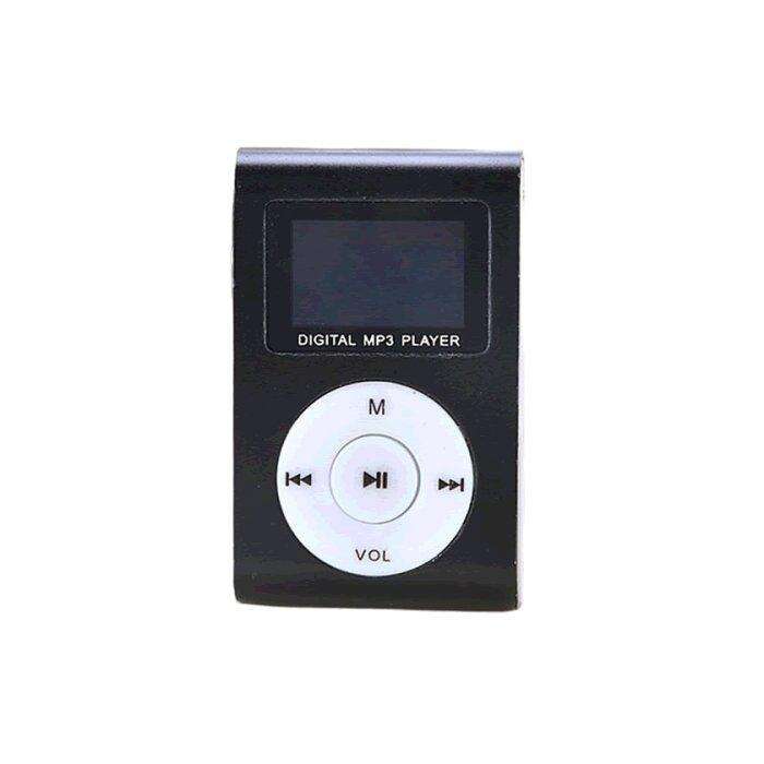 Mini MP3 And FM Player With LCD Screen - Black