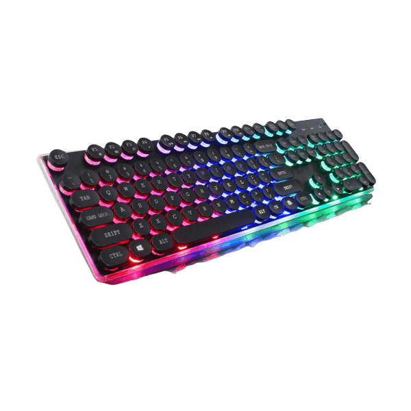 Colorful Backlight Floating Button Retro Gaming USB Keyboard