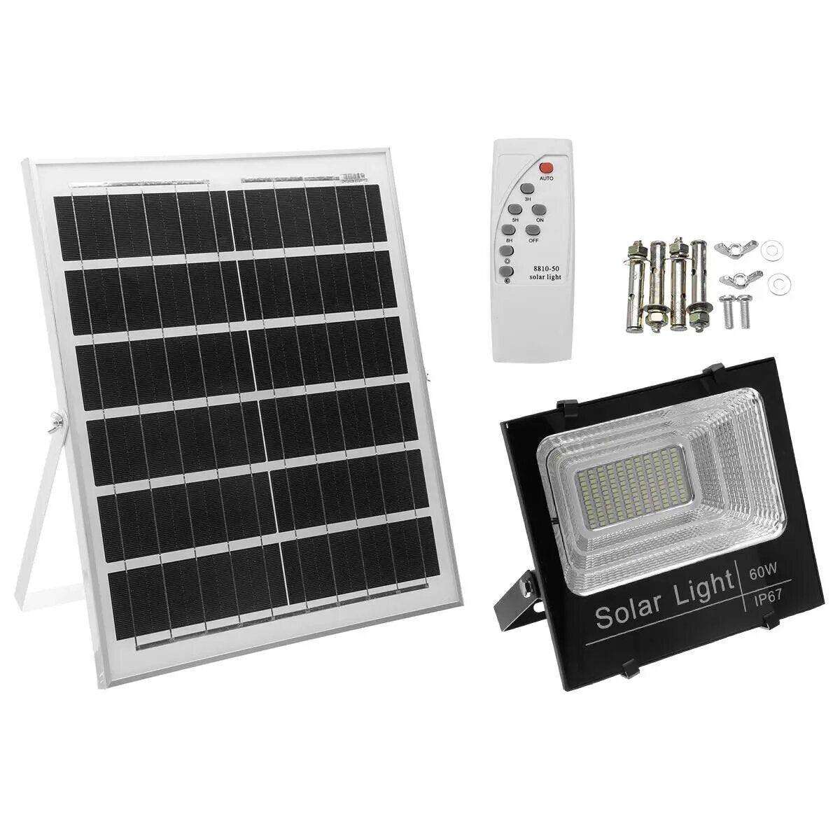 50W LED SOLAR Flood Light with Remote Control, Solar Panel, Waterproof & 1350 Lumens