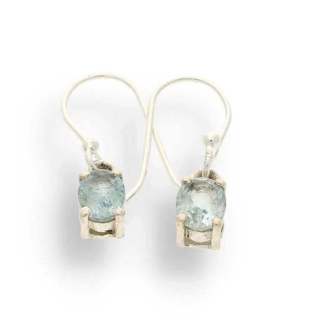"Ocean's Courage" Sterling Silver Aquamarine Drop Earrings - March Birthstone