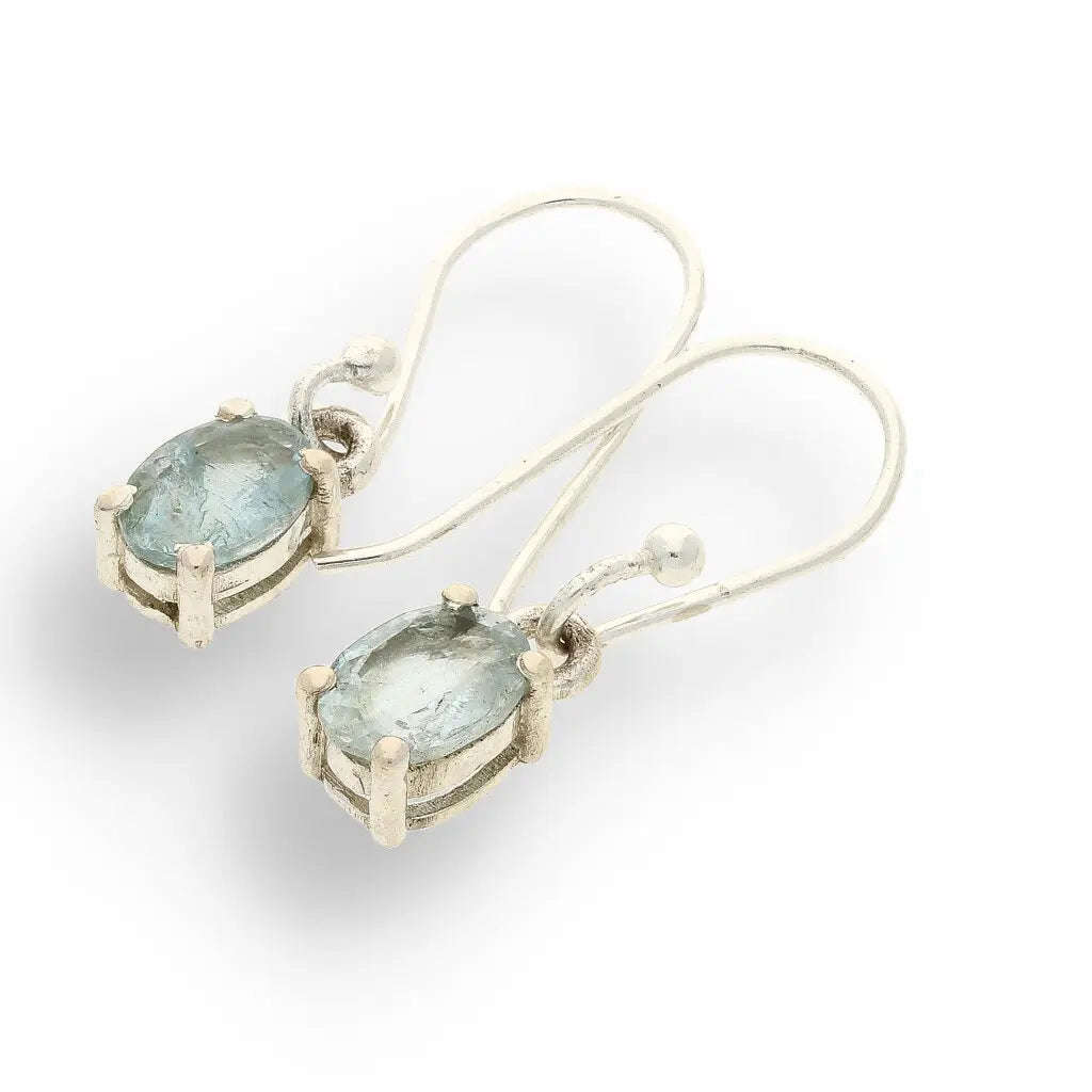 "Ocean's Courage" Sterling Silver Aquamarine Drop Earrings - March Birthstone