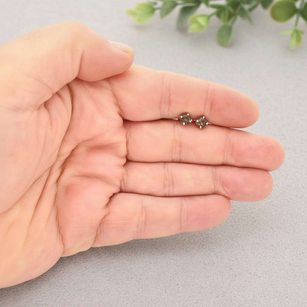 Sterling Silver Smoky Quartz Stud Earrings  5mm