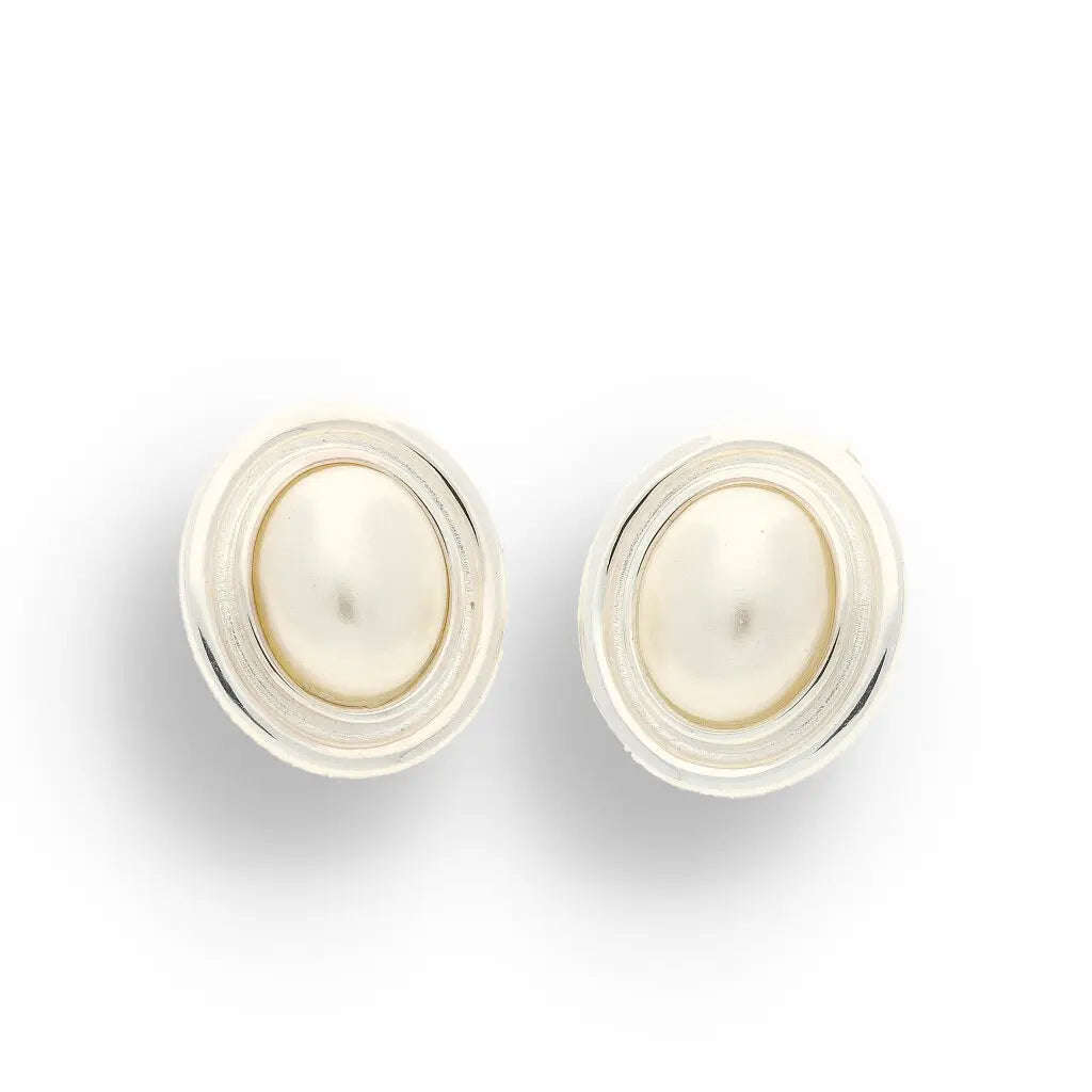 Limited Edition Sterling Silver Mabe Pearl Bezel Stud Earrings