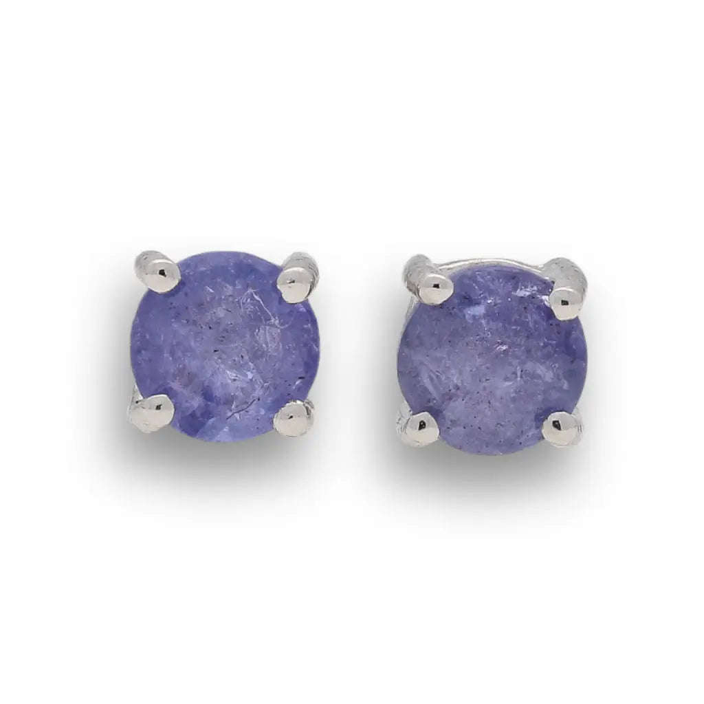 Elegant Sterling Silver Stud Earrings Featuring 5mm Tanzanite