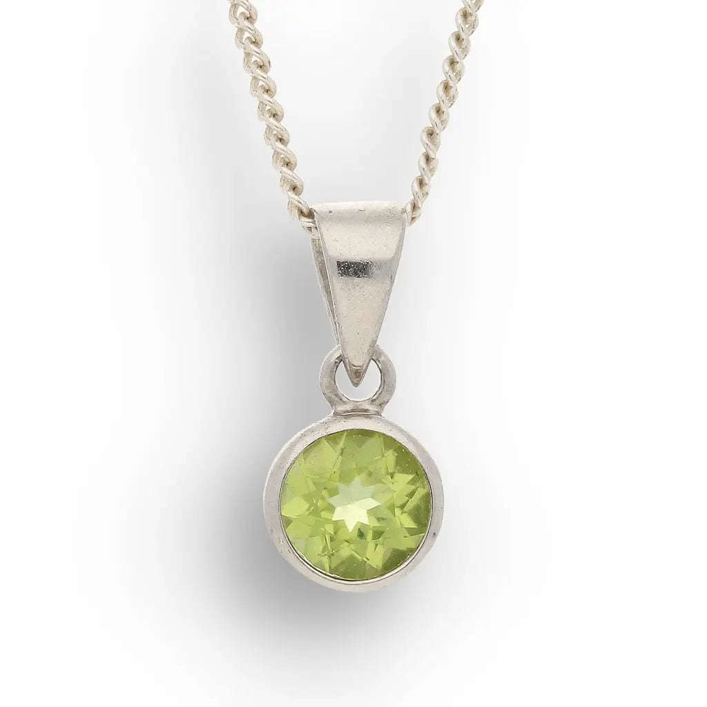 Sterling Silver Tube Set Peridot Necklace