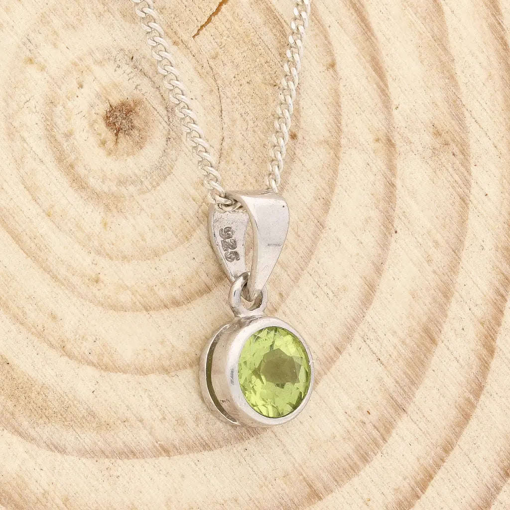 Sterling Silver Tube Set Peridot Necklace